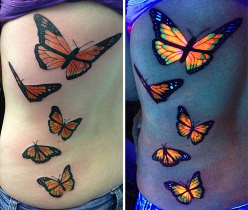 Подборка разнообразных флуоресцентных татуировок