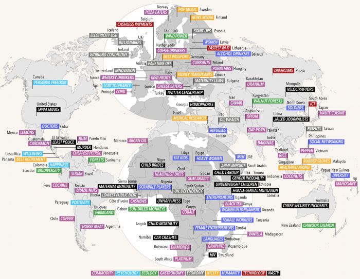 Карта мира: в чём лидирует каждая страна?